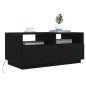 vidaXL Couchtisch mit LED-Leuchten Schwarz Eichen-Optik 90x49x40 cm vidaXL Couchtisch mit LED-Leuchten Schwarz Eichen-Optik 90x49x40 cm