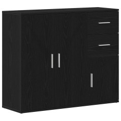 vidaXL Sideboard Schwarz Eichen-Optik 91x29,5x75 cm Holzwerkstoff