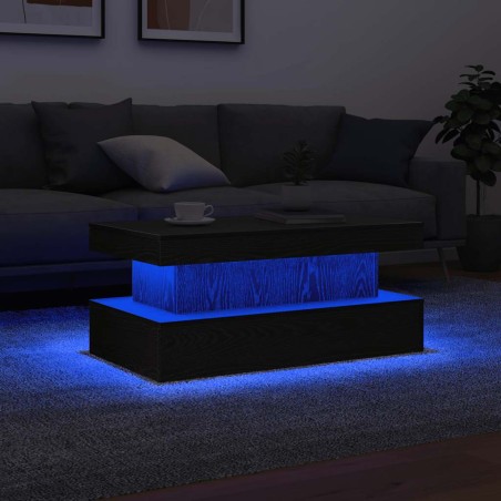 vidaXL Couchtisch mit LED-Leuchten Schwarz Eichen-Optik 90x50x40 cm