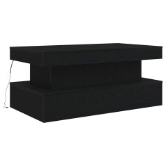 vidaXL Couchtisch mit LED-Leuchten Schwarz Eichen-Optik 90x50x40 cm