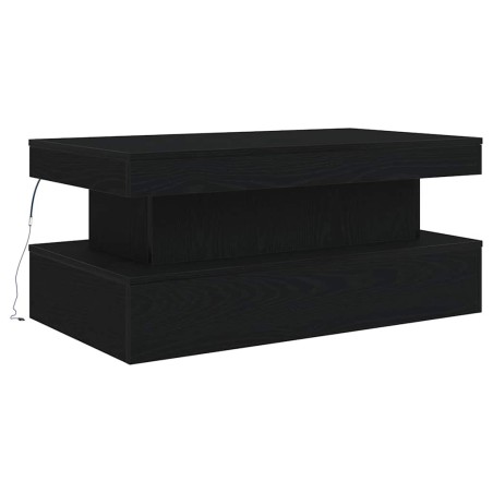 vidaXL Couchtisch mit LED-Leuchten Schwarz Eichen-Optik 90x50x40 cm