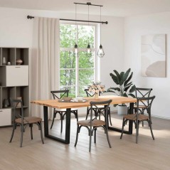 vidaXL Esstisch mit Baumkanten 220x120x74 cm Massivholz Eiche
