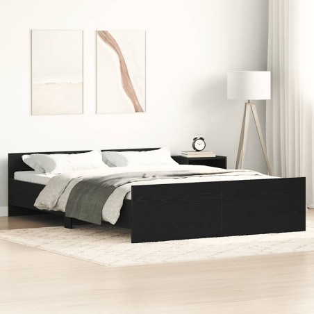vidaXL Bettgestell ohne Matratze Schwarz Eichen-Optik 120x200 cm