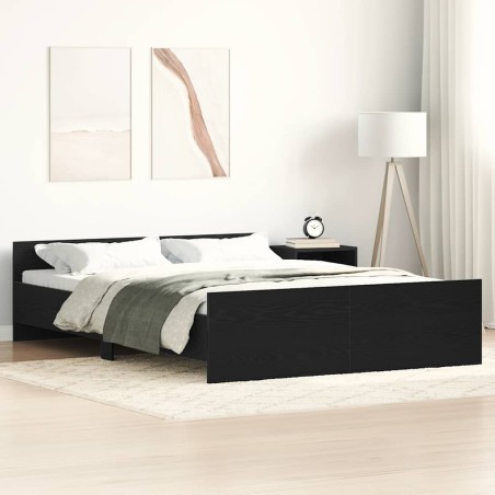 vidaXL Bettgestell ohne Matratze Schwarz Eichen-Optik 140x190 cm