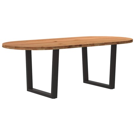 vidaXL Esstisch Hellbraun 220x100x74 cm Massivholz Eiche Oval