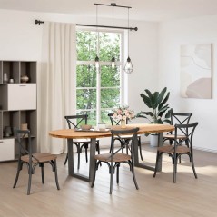 vidaXL Esstisch Hellbraun 240x100x74 cm Massivholz Eiche Oval