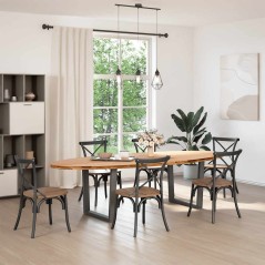 vidaXL Esstisch Hellbraun 280x120x74 cm Massivholz Eiche Oval
