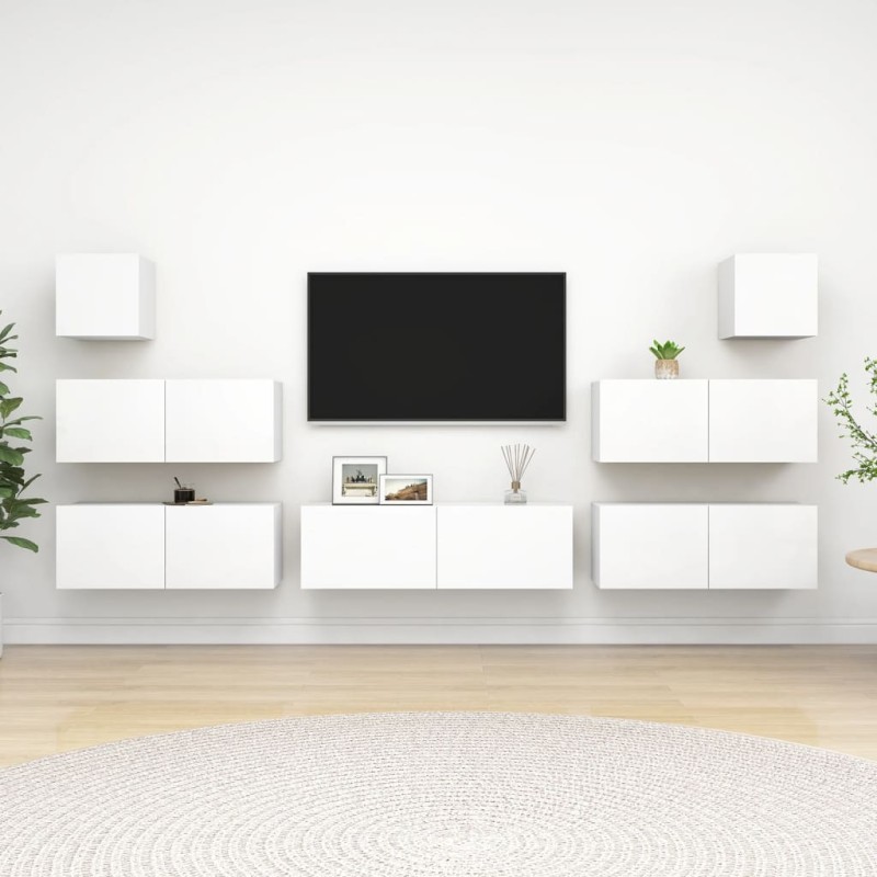 vidaXL 7-tlg. TV-Schrank-Set Weiß Holzwerkstoff vidaXL 7-tlg. TV-Schrank-Set Weiß Holzwerkstoff