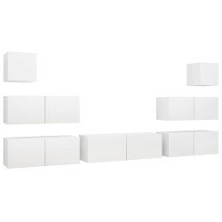 vidaXL 7-tlg. TV-Schrank-Set Weiß Holzwerkstoff