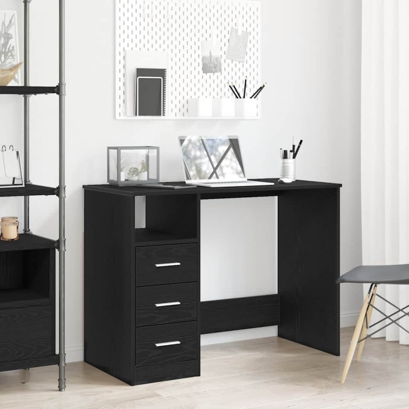 vidaXL Schreibtisch mit Schubladen Schwarz Eichen-Optik 102x50x76 cm vidaXL Schreibtisch mit Schubladen Schwarz Eichen-Optik 102x50x76 cm