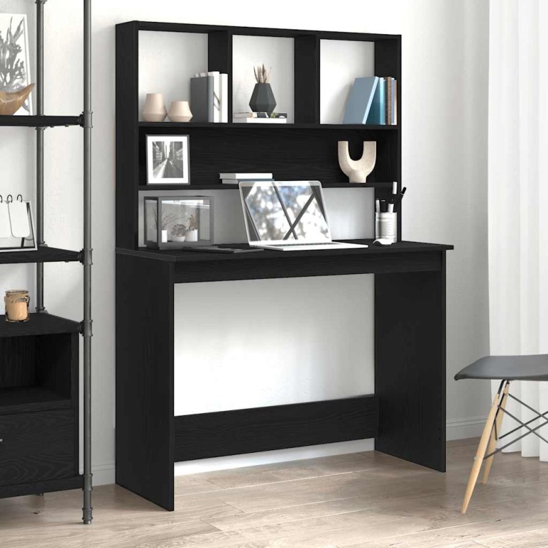 vidaXL Schreibtisch mit Regalen Schwarz Eichen-Optik 102x45x148 cm vidaXL Schreibtisch mit Regalen Schwarz Eichen-Optik 102x45x148 cm