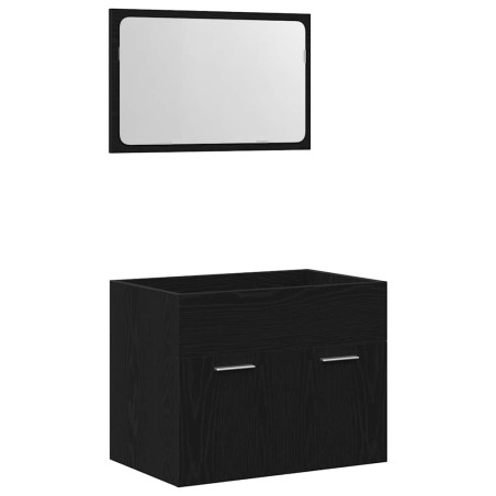 vidaXL 2-tlg. Badmöbel-Set Schwarz Eichen-Optik Holzwerkstoff