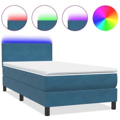 vidaXL Boxspringbett mit Matratze Dunkelblau 80x210 cm Samt