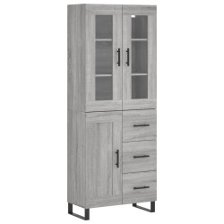 Highboard Grau Sonoma 69,5x34x180 cm Holzwerkstoff