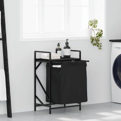 vidaXL Wäschekorb 1 Fach mit Ablage Schwarz Eichen-Optik