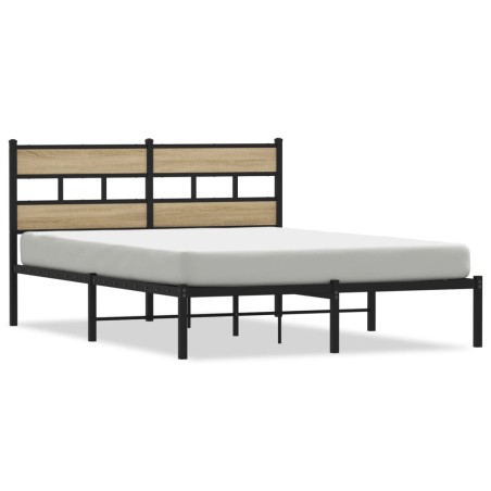 vidaXL Metallbett ohne Matratze Sonoma-Eiche 140x200 cm