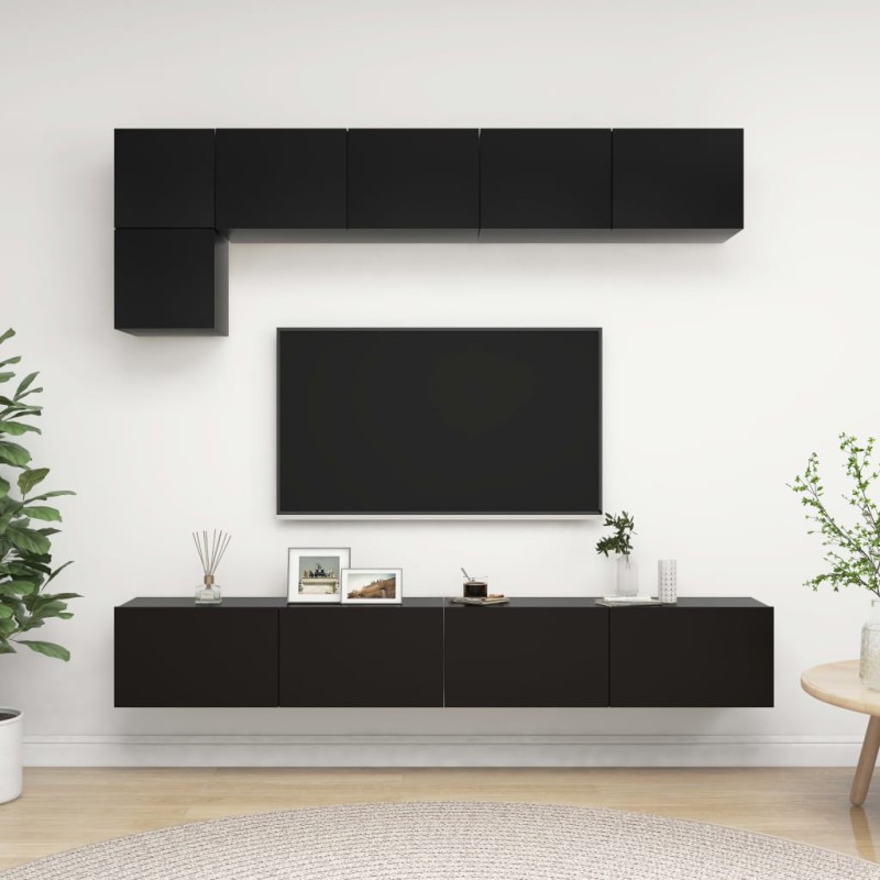 5-tlg. TV-Schrank-Set Schwarz Holzwerkstoff 5-tlg. TV-Schrank-Set Schwarz Holzwerkstoff