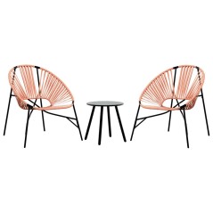 vidaXL Gartenstuhl-Set 3-tlg. Schwarz und Orange Poly Rattan