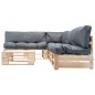 vidaXL 4-tlg. Paletten-Lounge-Set mit Kissen in Grau Holz vidaXL 4-tlg. Paletten-Lounge-Set mit Kissen in Grau Holz
