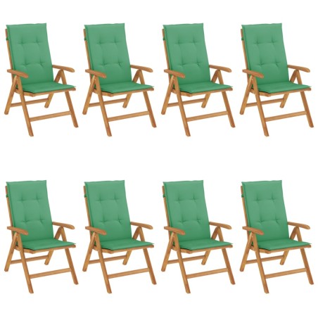 vidaXL Gartenstühle mit Auflagen 8 Stk. Massivholz Teak