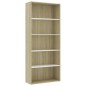 vidaXL Bücherregal 5 Fächer Weiß Sonoma-Eiche 80x30x189 Holzwerkstoff vidaXL Bücherregal 5 Fächer Weiß Sonoma-Eiche 80x30x189 Holzwerkstoff