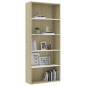 vidaXL Bücherregal 5 Fächer Weiß Sonoma-Eiche 80x30x189 Holzwerkstoff vidaXL Bücherregal 5 Fächer Weiß Sonoma-Eiche 80x30x189 Holzwerkstoff