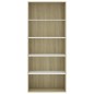 vidaXL Bücherregal 5 Fächer Weiß Sonoma-Eiche 80x30x189 Holzwerkstoff vidaXL Bücherregal 5 Fächer Weiß Sonoma-Eiche 80x30x189 Holzwerkstoff