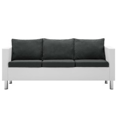 vidaXL Sofa 3-Sitzer Kunstleder Weiß und Dunkelgrau