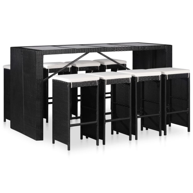 vidaXL 9-teilige Garten-Essgruppe Poly Rattan Schwarz vidaXL 9-teilige Garten-Essgruppe Poly Rattan Schwarz