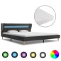 vidaXL Bett mit LED und Matratze Dunkelgrau Sackleinen 180 x 200 cm vidaXL Bett mit LED und Matratze Dunkelgrau Sackleinen 180 x 200 cm