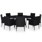 vidaXL 9-tlg. Garten-Essgruppe mit Kissen Poly Rattan Schwarz vidaXL 9-tlg. Garten-Essgruppe mit Kissen Poly Rattan Schwarz