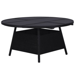 vidaXL 9-tlg. Garten-Essgruppe mit Kissen Poly Rattan Schwarz