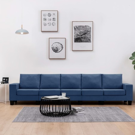 vidaXL 5-Sitzer-Sofa Blau Stoff