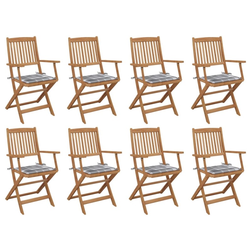 vidaXL Klappbare Gartenstühle mit Kissen 8 Stk. Massivholz Akazie vidaXL Klappbare Gartenstühle mit Kissen 8 Stk. Massivholz Akazie