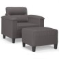 vidaXL Sessel mit Hocker Grau 60 cm Kunstleder vidaXL Sessel mit Hocker Grau 60 cm Kunstleder