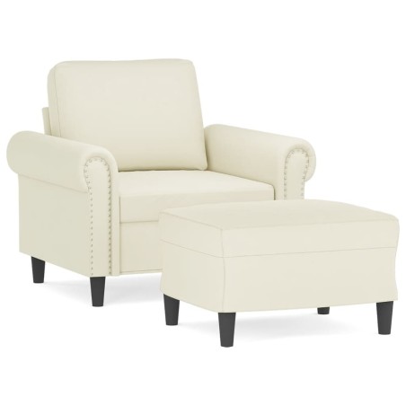 vidaXL Sessel mit Hocker Creme 60 cm Samt