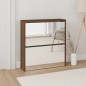 vidaXL Schuhschrank mit Spiegel 2 Fächer Braun Eichen-Optik 63x17x67cm vidaXL Schuhschrank mit Spiegel 2 Fächer Braun Eichen-Optik 63x17x67cm