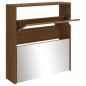 vidaXL Schuhschrank mit Spiegel 2 Fächer Braun Eichen-Optik 63x17x67cm vidaXL Schuhschrank mit Spiegel 2 Fächer Braun Eichen-Optik 63x17x67cm