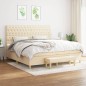 vidaXL Boxspringbett mit Matratze Creme 200x200 cm Stoff vidaXL Boxspringbett mit Matratze Creme 200x200 cm Stoff