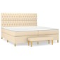 vidaXL Boxspringbett mit Matratze Creme 200x200 cm Stoff vidaXL Boxspringbett mit Matratze Creme 200x200 cm Stoff