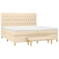 vidaXL Boxspringbett mit Matratze Creme 200x200 cm Stoff vidaXL Boxspringbett mit Matratze Creme 200x200 cm Stoff