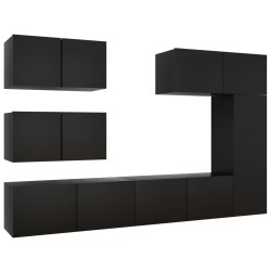 vidaXL 6-tlg. TV-Schrank-Set Schwarz Holzwerkstoff