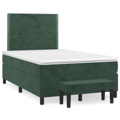 vidaXL Boxspringbett mit Matratze Dunkelgrün 120x200 cm Samt