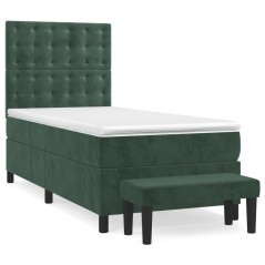 vidaXL Boxspringbett mit Matratze Dunkelgrün 80x200 cm Samt