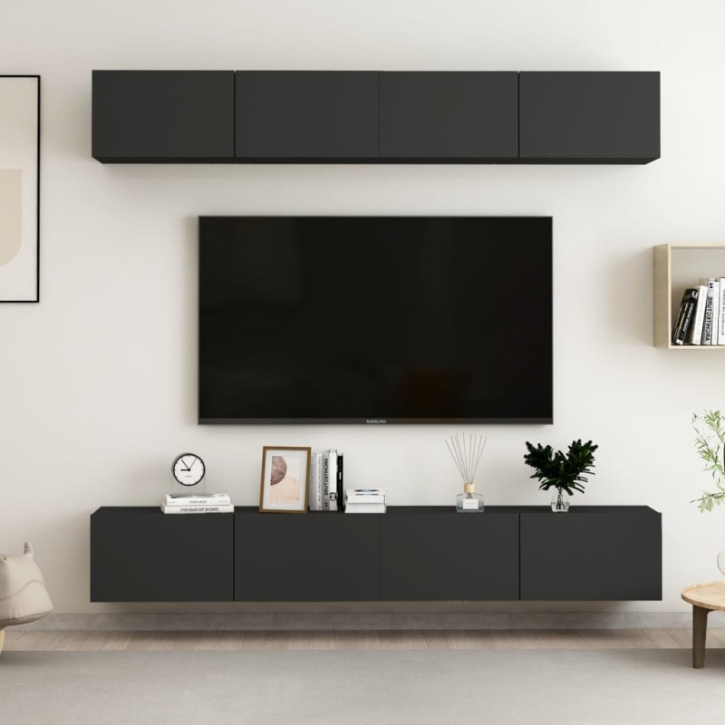 TV-Schränke 4 Stk. Schwarz 100x30x30 cm Holzwerkstoff TV-Schränke 4 Stk. Schwarz 100x30x30 cm Holzwerkstoff