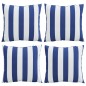 vidaXL Zierkissen 4 Stk. Blau & Weiß Gestreift 60x60 cm Stoff vidaXL Zierkissen 4 Stk. Blau & Weiß Gestreift 60x60 cm Stoff