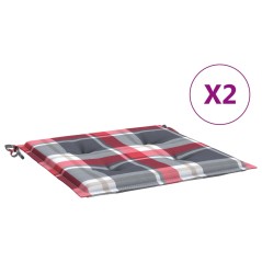 vidaXL Gartenstuhl-Kissen 2Stk. Rot Karomuster 50x50x3cm Oxford-Gewebe