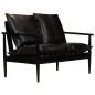 vidaXL 2-Sitzer-Sofa Echtleder Akazienholz Schwarz vidaXL 2-Sitzer-Sofa Echtleder Akazienholz Schwarz