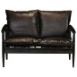 vidaXL 2-Sitzer-Sofa Echtleder Akazienholz Schwarz vidaXL 2-Sitzer-Sofa Echtleder Akazienholz Schwarz