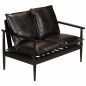 vidaXL 2-Sitzer-Sofa Echtleder Akazienholz Schwarz vidaXL 2-Sitzer-Sofa Echtleder Akazienholz Schwarz